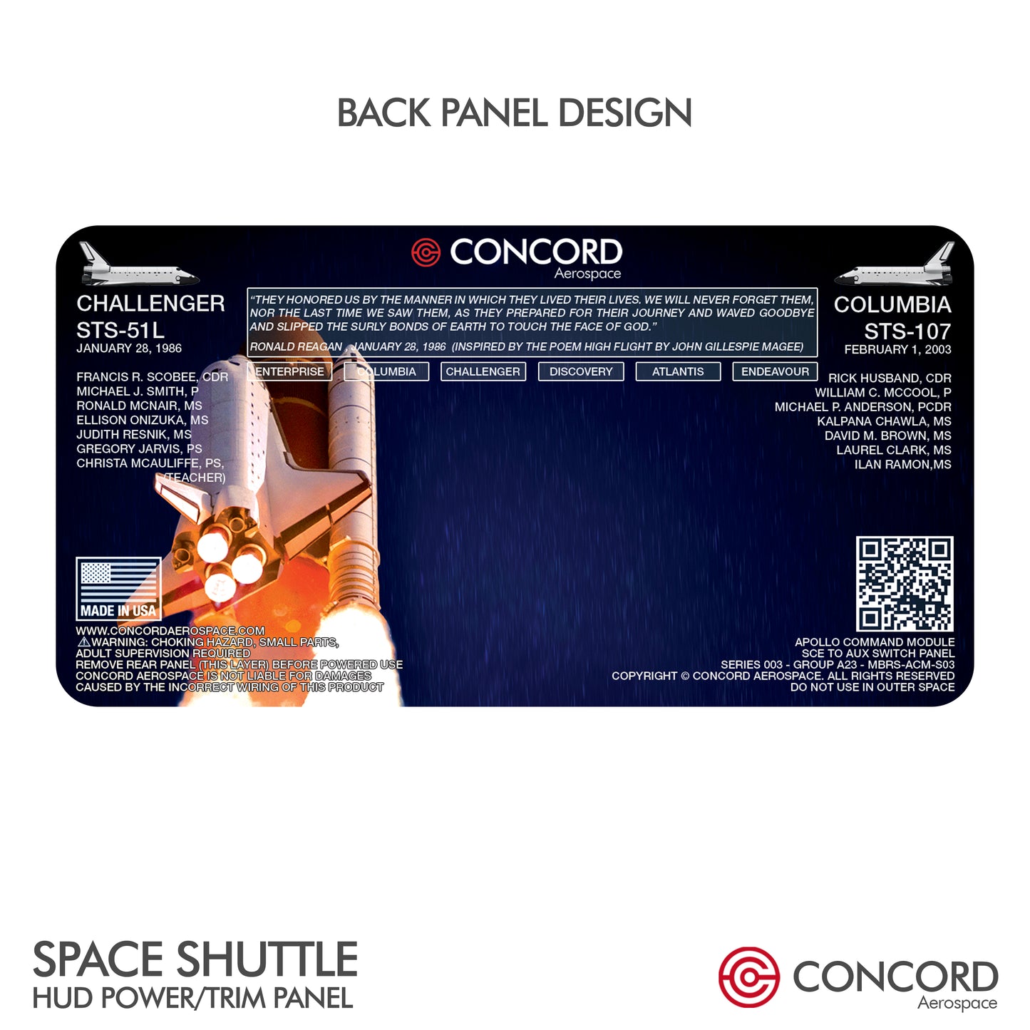 SPACE SHUTTLE FLIGHTDECK PANEL - HUD POWER / TRIM - Concord Aerospace