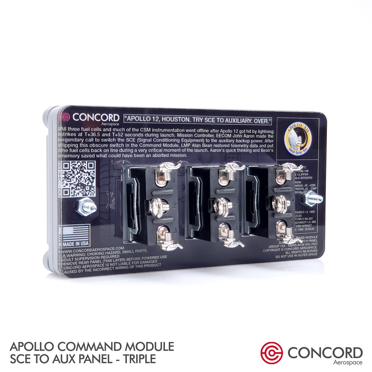 APOLLO COMMAND MODULE TRIPLE SWITCH PANEL - SCE to AUX - Concord Aerospace