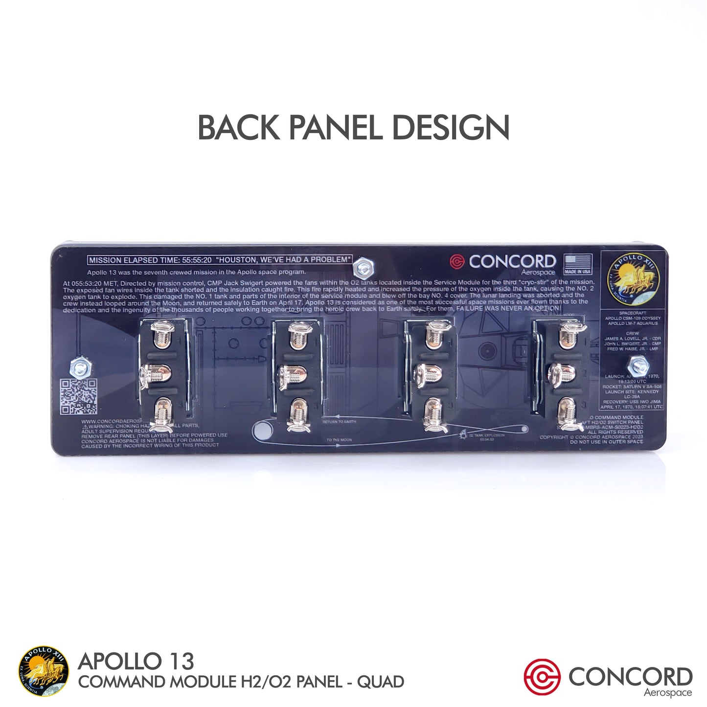 APOLLO13 COMMAND MODULE H2/O2 FANS QUAD SWITCH PANEL - Concord Aerospace