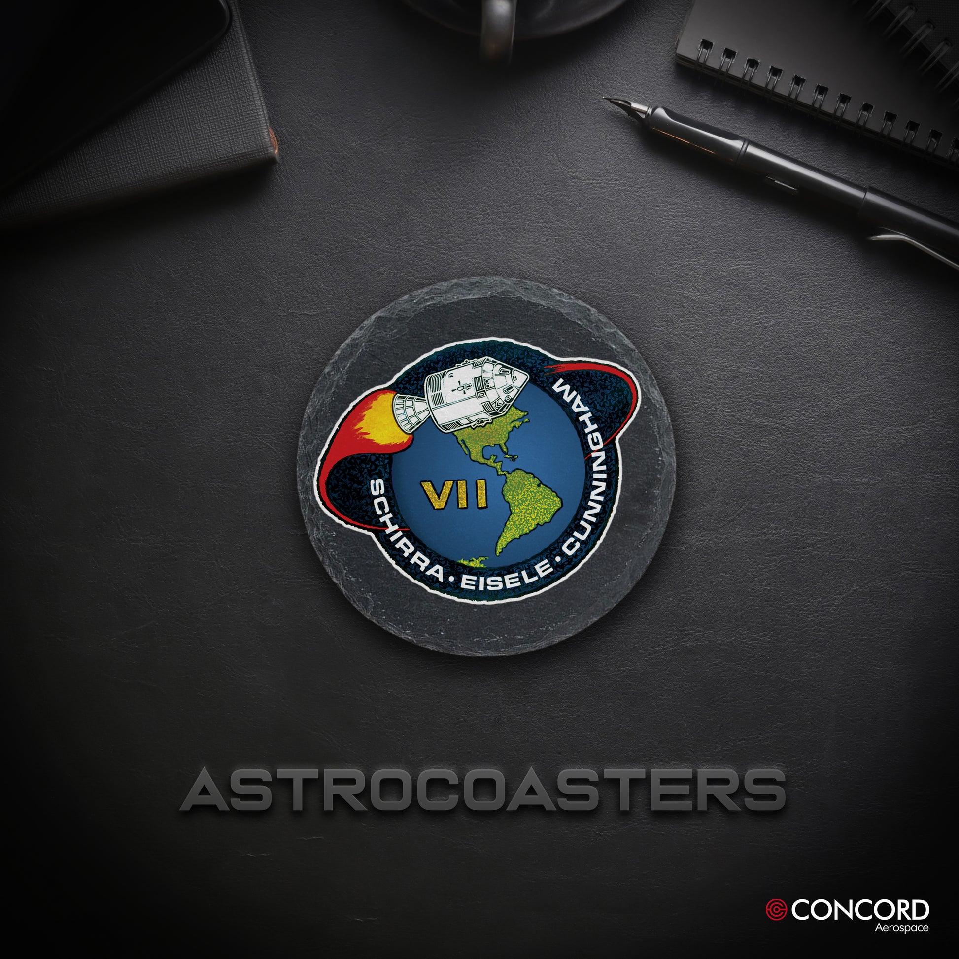 APOLLO 7 MISSION - SLATE COASTER - Concord Aerospace Concord Aerospace Concord Aerospace Coasters