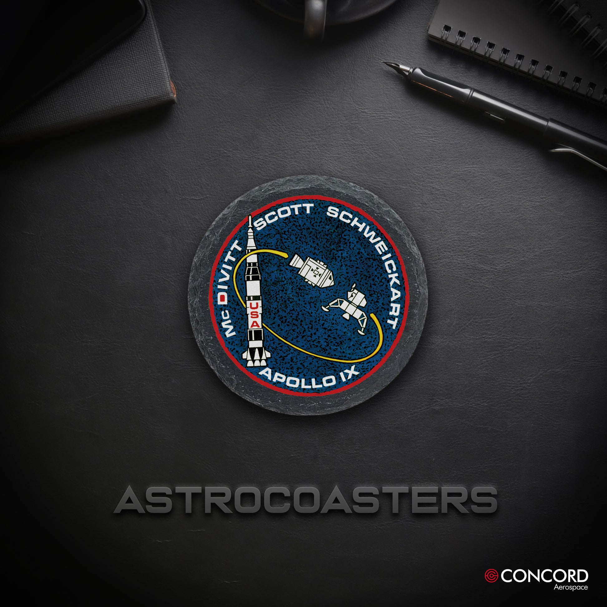 APOLLO 9 MISSION - SLATE COASTER - Concord Aerospace Concord Aerospace Concord Aerospace Coasters