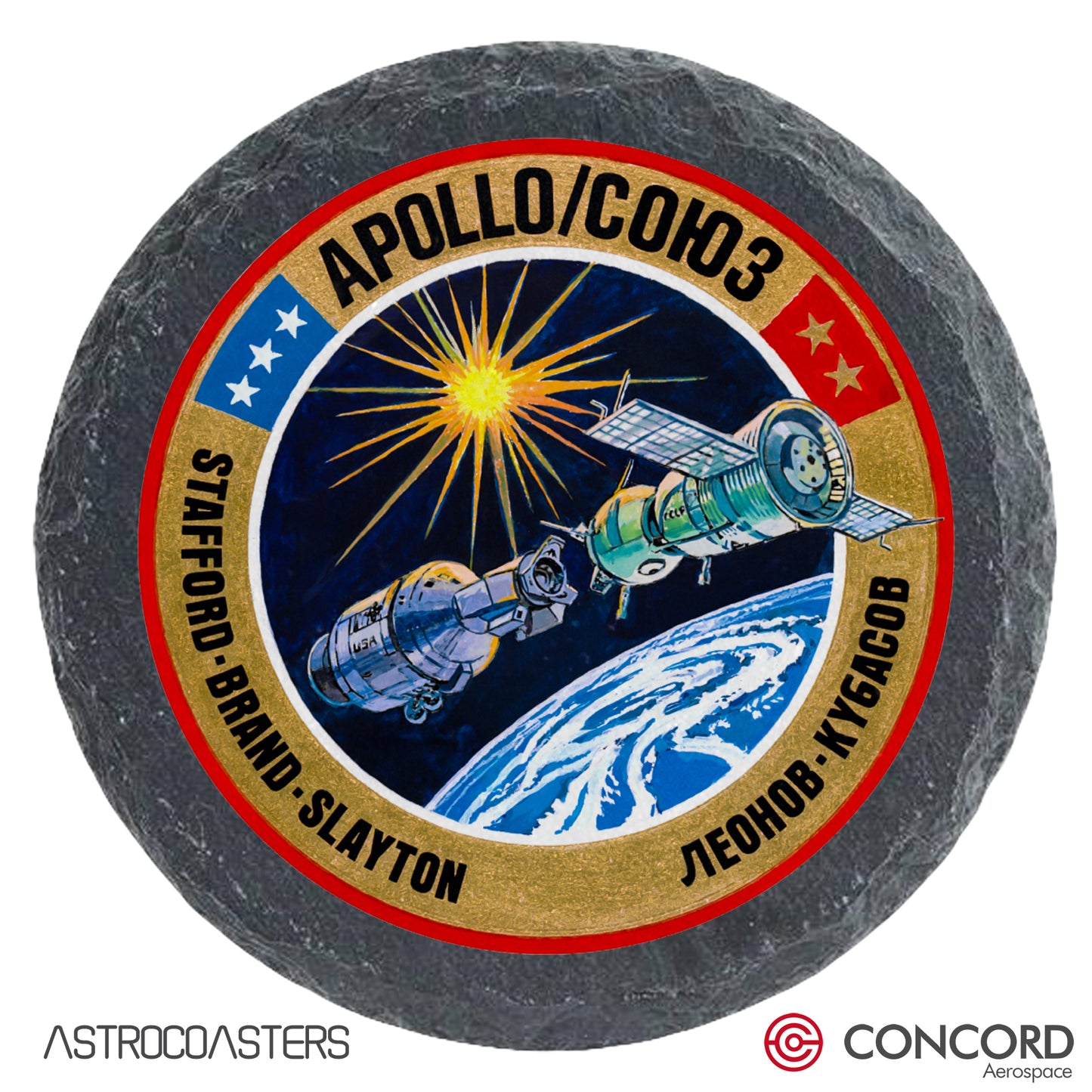 APOLLO SOYUZ - SLATE COASTER - Concord Aerospace Concord Aerospace Concord Aerospace Coasters