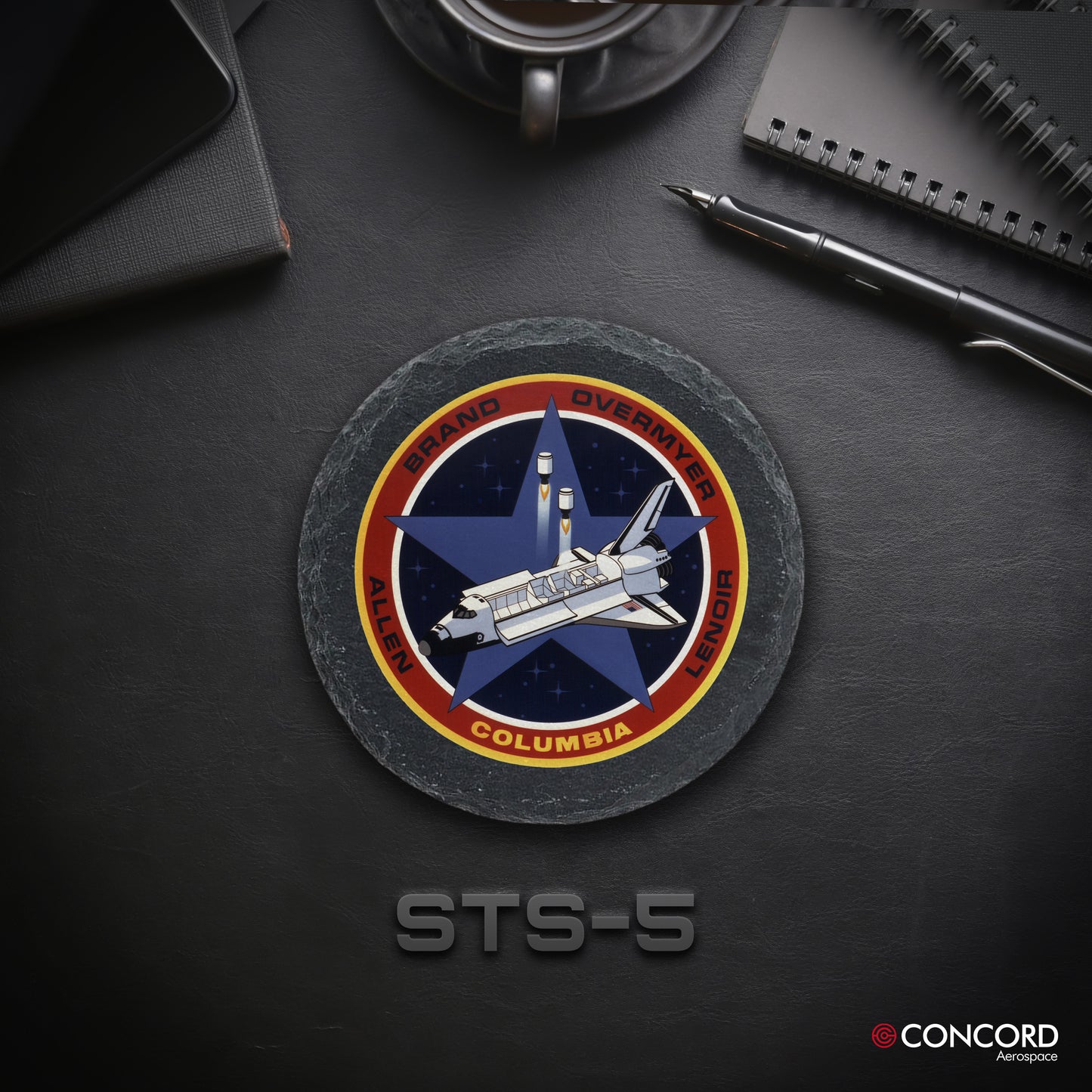 STS - 5 SPACE SHUTTLE - SLATE COASTER - Concord Aerospace Concord Aerospace Concord Aerospace Coasters