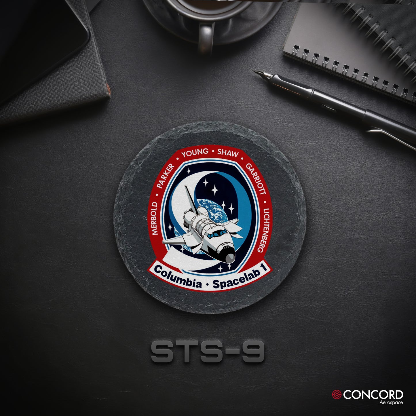 STS - 9 SPACE SHUTTLE - SLATE COASTER - Concord Aerospace Concord Aerospace Concord Aerospace Coasters