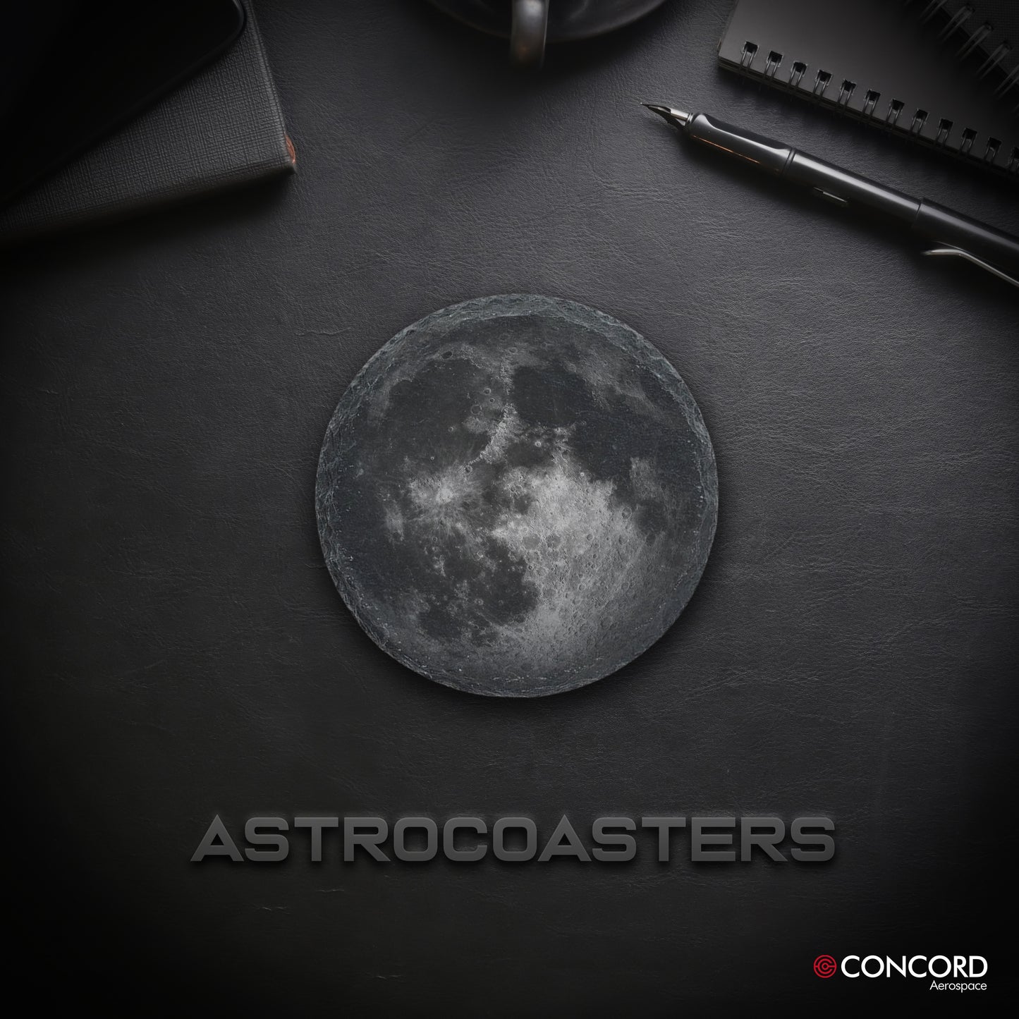 THE MOON - SLATE COASTER - Concord Aerospace Concord Aerospace Concord Aerospace Coasters