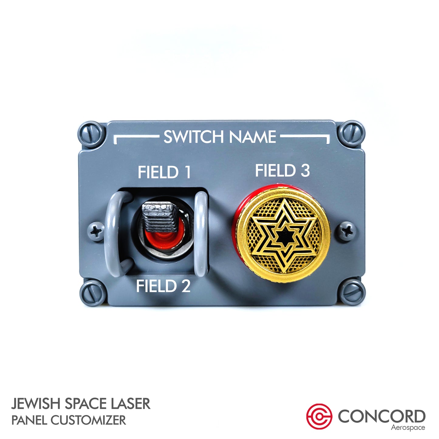 CUSTOMIZABLE JEWISH SPACE LASER ACTIVATION PANEL - Concord Aerospace Concord Aerospace Concord Aerospace SPACE SWITCH - SINGLE