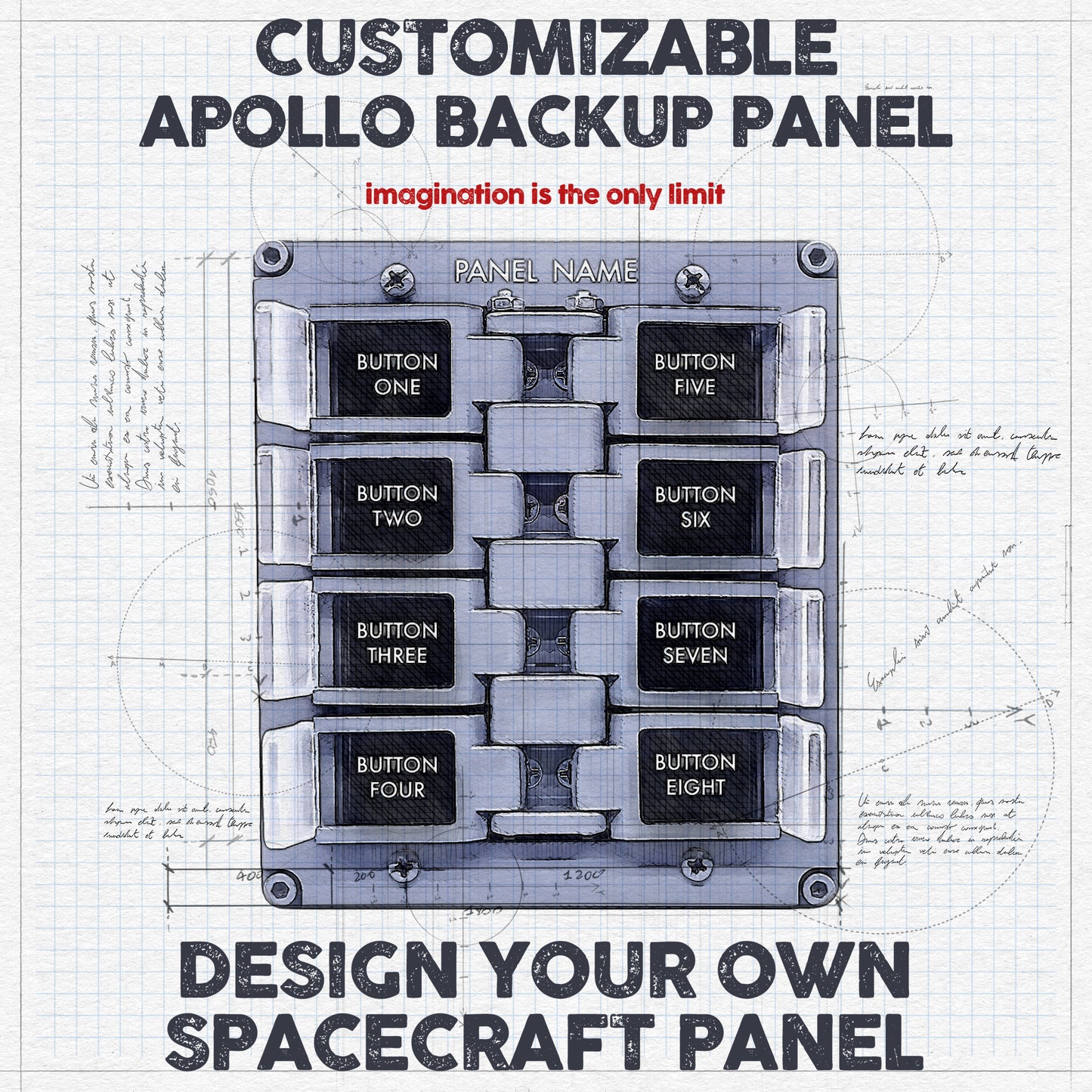 CUSTOMIZABLE APOLLO COMMAND MODULE BACKUP SWITCHES PANEL