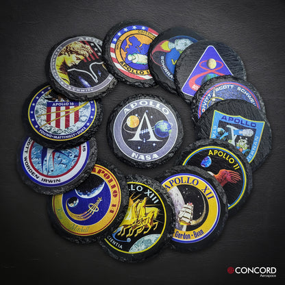 APOLLO FULL PROGRAM - 13 SLATE COASTERS SET - Concord Aerospace Concord Aerospace Concord Aerospace Coasters