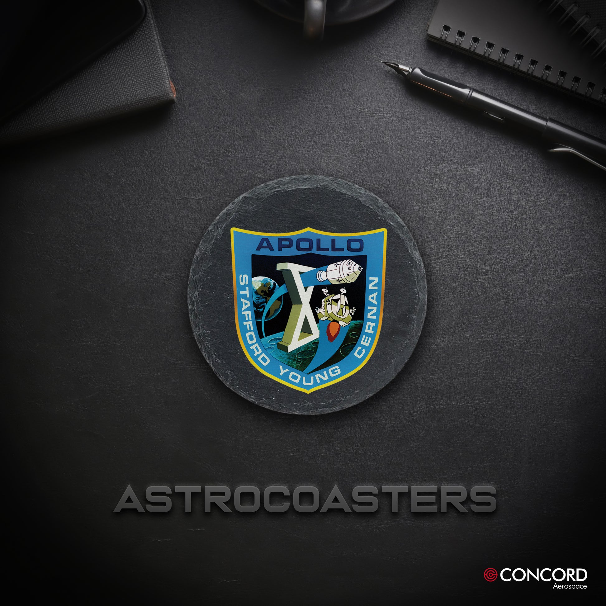 APOLLO 10 MISSION - SLATE COASTER - Concord Aerospace Concord Aerospace Concord Aerospace Coasters
