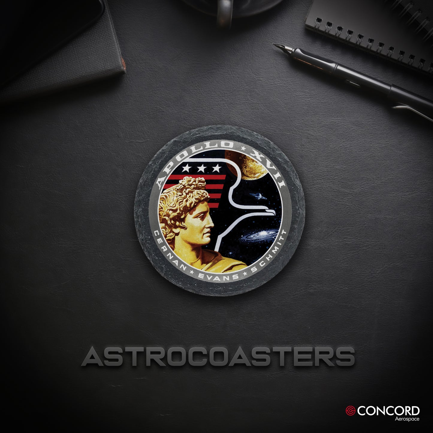 APOLLO 17 MISSION - SLATE COASTER - Concord Aerospace Concord Aerospace Concord Aerospace Coasters