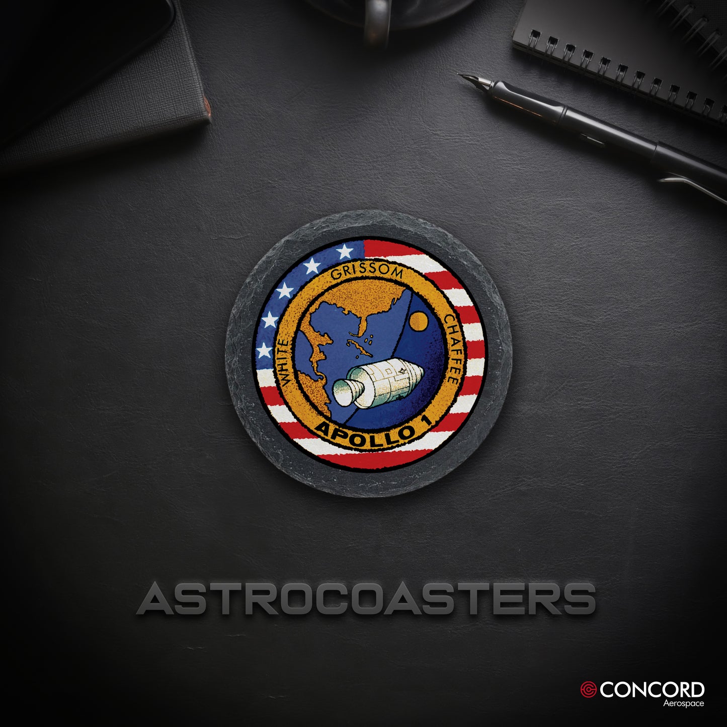 APOLLO 1 MISSION - SLATE COASTER - Concord Aerospace Concord Aerospace Concord Aerospace Coasters