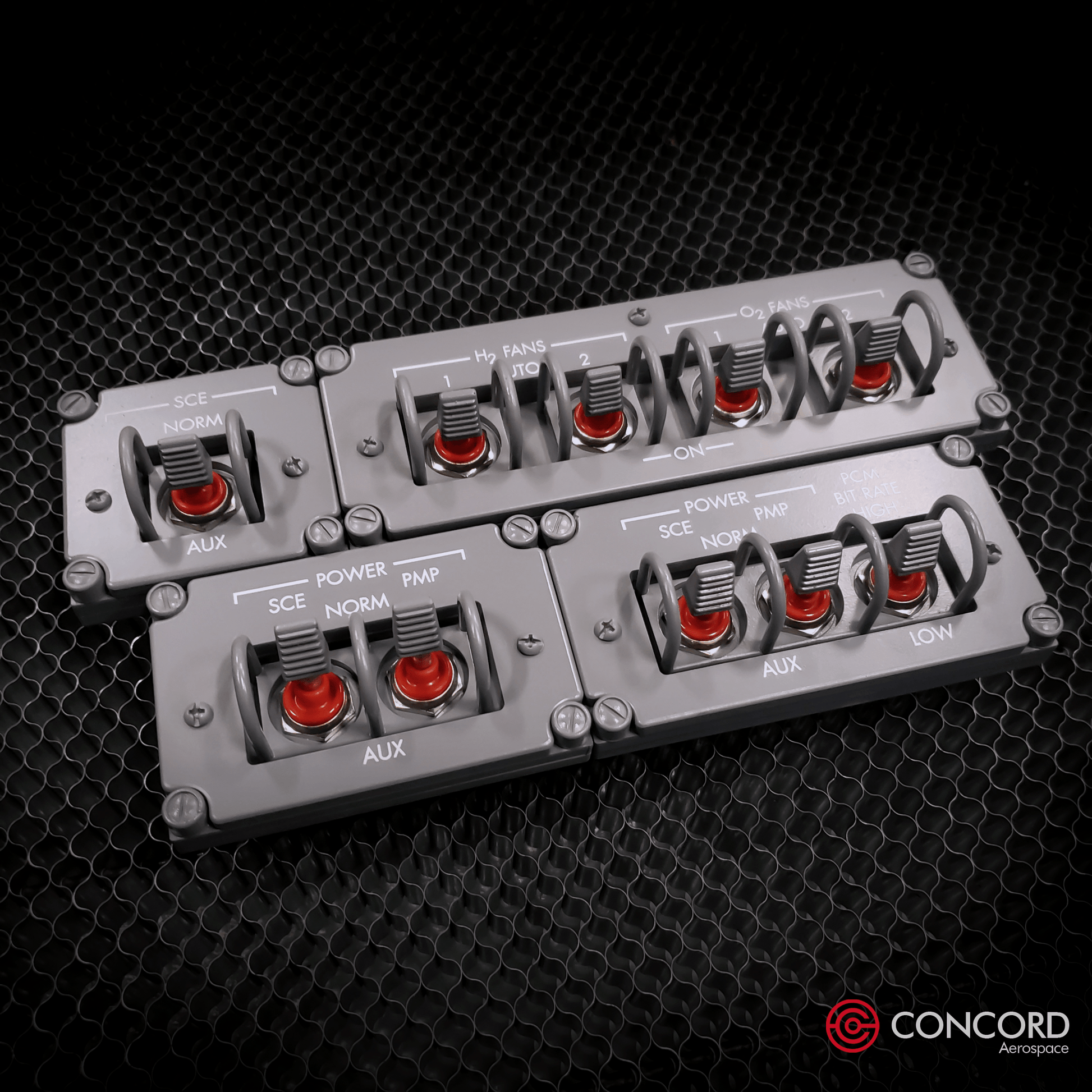 APOLLO COMMAND MODULE DUAL SWITCH PANEL - SCE to AUX - Concord Aerospace Concord Aerospace Concord Aerospace Apollo Command Module Switch