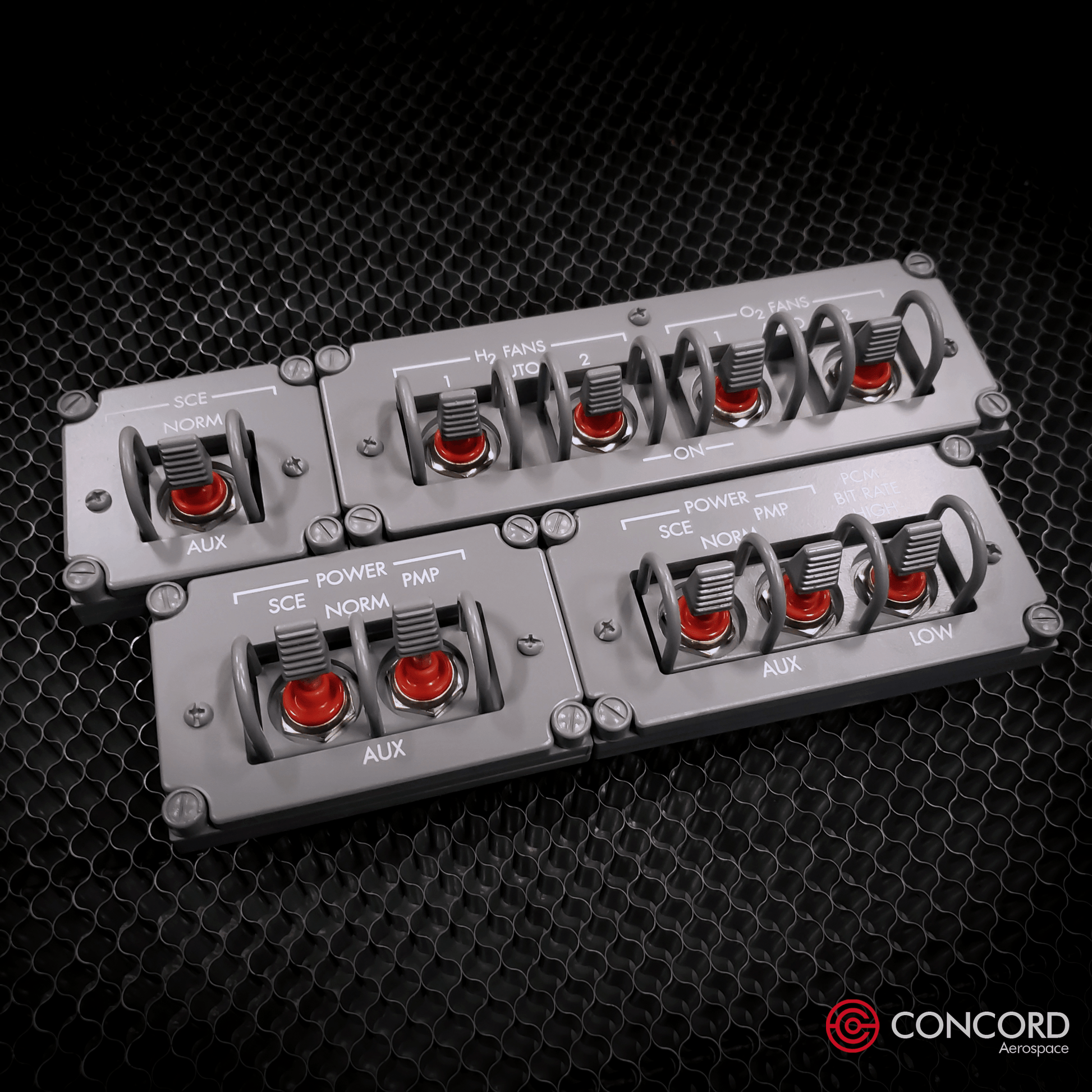 APOLLO13 COMMAND MODULE H2/O2 FANS QUAD SWITCH PANEL – Concord APOLLO13 COMMAND MODULE H2/O2 FANS QUAD SWITCH PANEL – Concord
