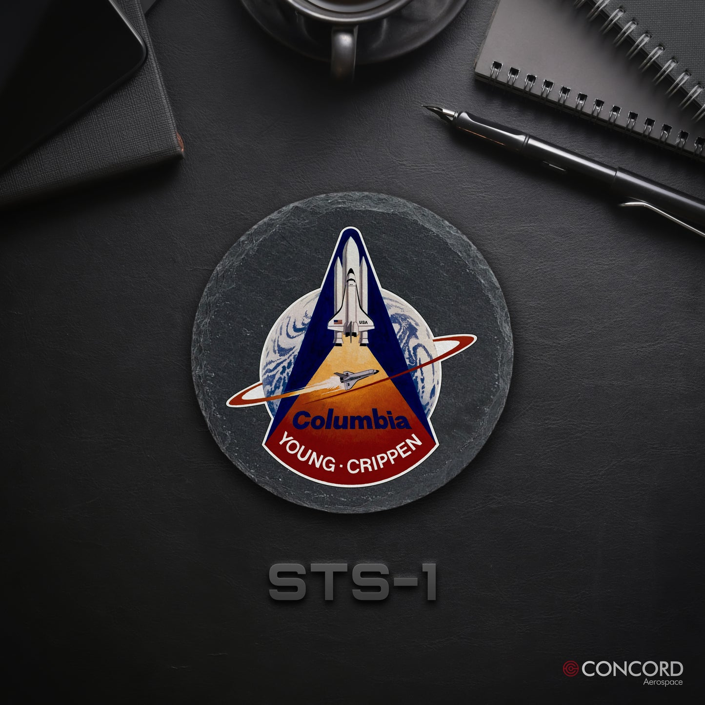 STS - 1 SPACE SHUTTLE - SLATE COASTER - Concord Aerospace Concord Aerospace Concord Aerospace Coasters