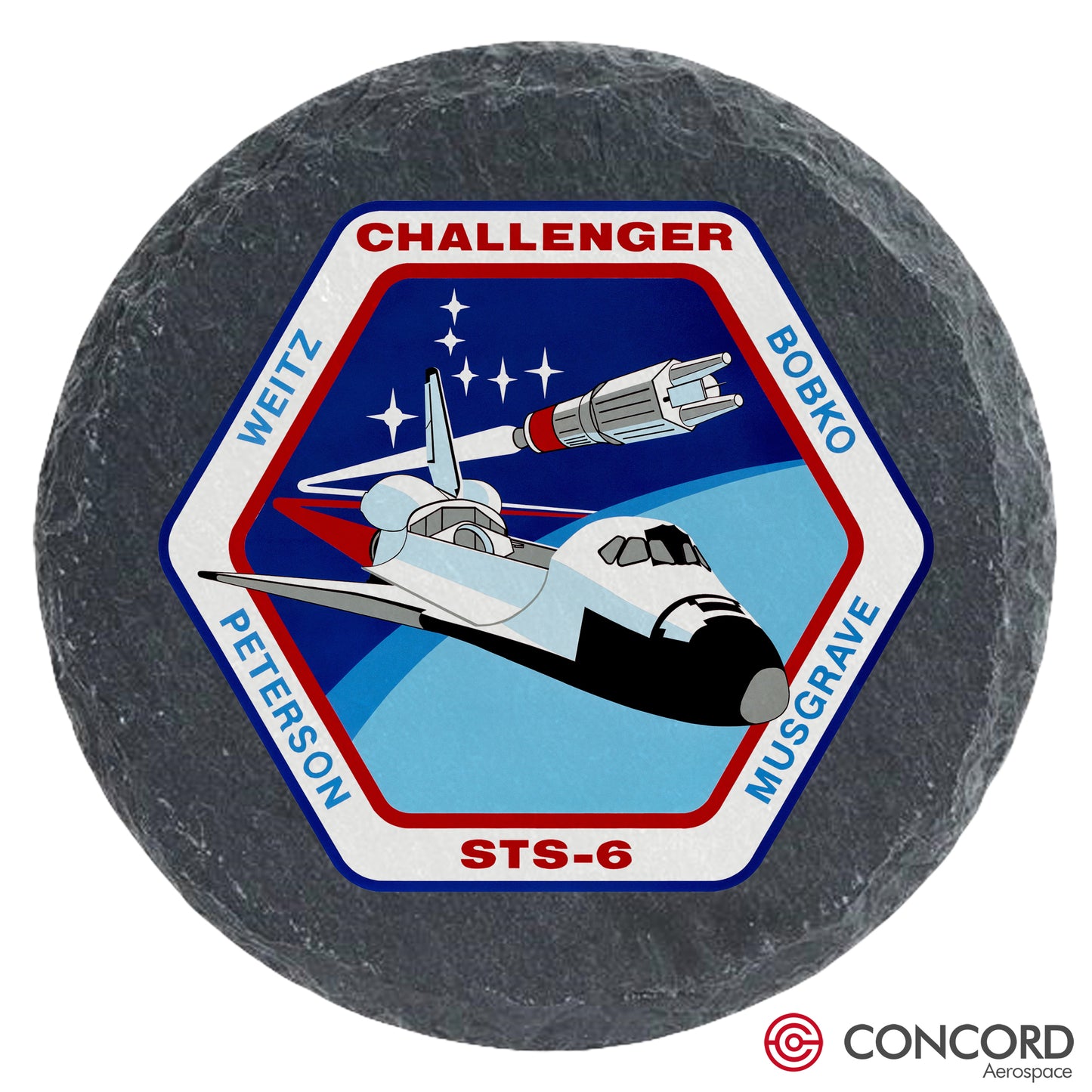STS - 6 SPACE SHUTTLE - SLATE COASTER - Concord Aerospace Concord Aerospace Concord Aerospace Coasters