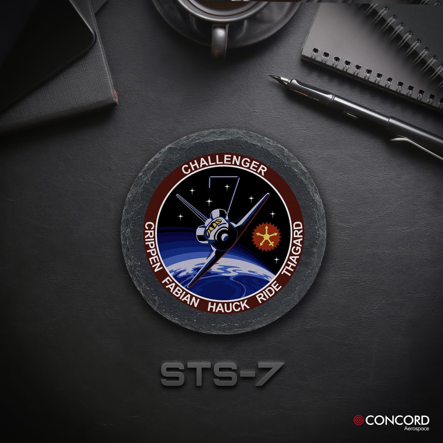 STS - 7 SPACE SHUTTLE - SLATE COASTER - Concord Aerospace Concord Aerospace Concord Aerospace Coasters