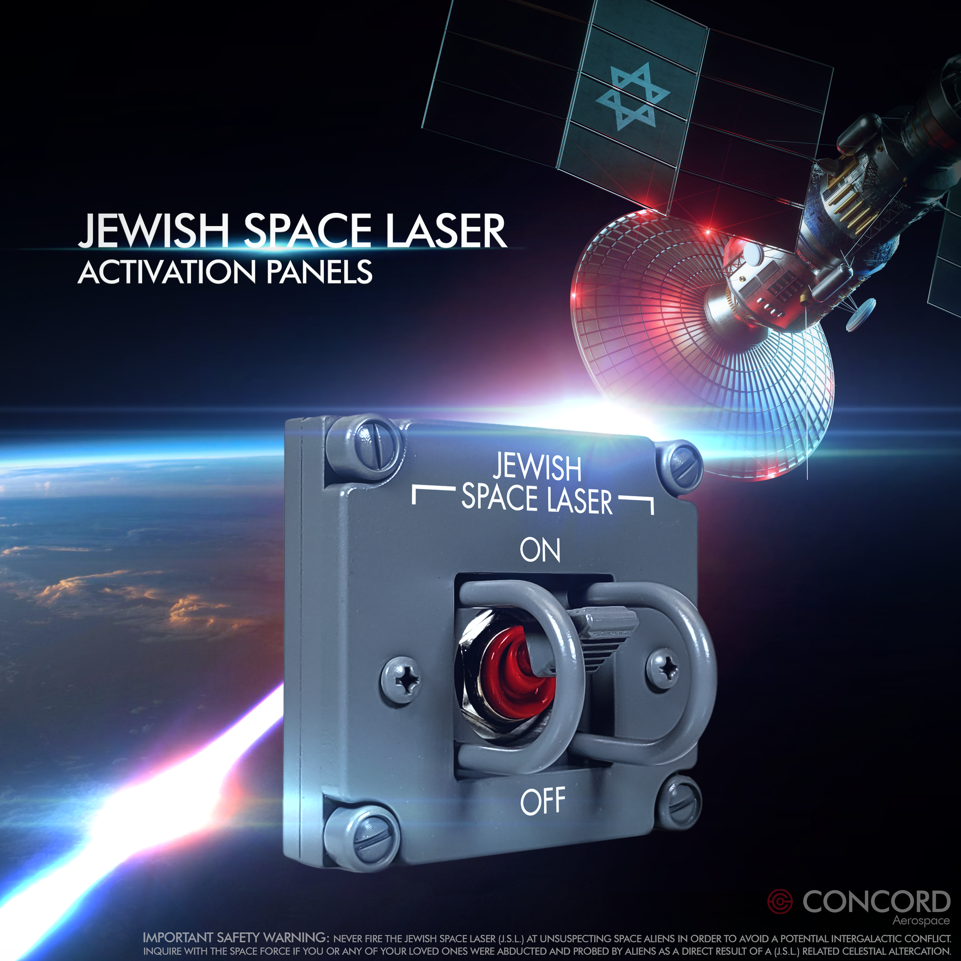 JEWISH SPACE LASER ACTIVATION PANELS - Concord Aerospace OPTION 2 - SINGLE PANEL - ON/OFF Concord Aerospace Concord Aerospace SPACE SWITCH - SINGLE